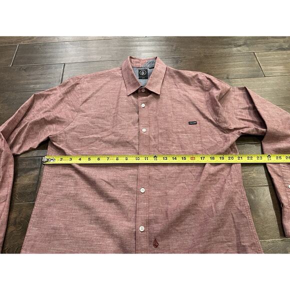 Volcom Classic Fit Mens Red Button Down Pocket Long Sleeve Shirt Size XL - Picture 9 of 9